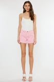 Kancan Pink High Rise Frayed Hem Shorts