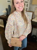 Taupe Quilted Crossbody Purse