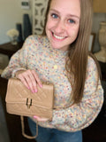 Taupe Quilted Crossbody Purse