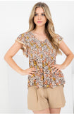 Flower Print Smocked Top