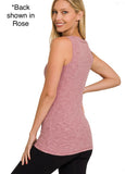 Black Ribbed Button Closure Tank