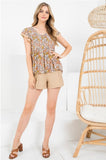 Flower Print Smocked Top
