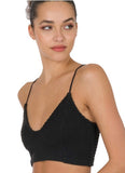 Black Smocked Triangle Bralette