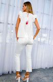 White Multicolor Embroidered Babydoll Top