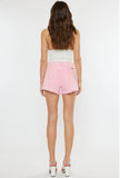 Kancan Pink High Rise Frayed Hem Shorts