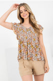 Flower Print Smocked Top