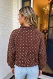 Brown Polka Dot Pullover Sweatshirt