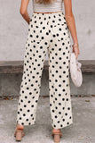 Ivory Polka Dot Print Patched Pocket Pants