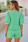 Green and Blue Stripe Shorts Set (Small-4X)