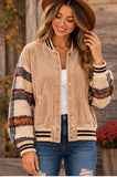 Tan Corduroy Plaid Detail Shacket