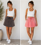 Umgee Acidwash Skirt (Black or Pink)