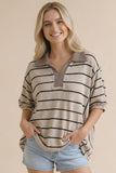 Pink Collared Striped Knit Top