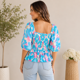 Teal and Pink Floral Top