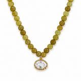 Marbled Bead Glass Crystal Pendant Necklace