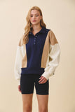 Navy and Tan Colorblock Sweatshirt