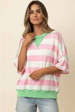 Flutter Elbow Sleeve Stripe French Terry Top