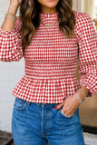 Red Plaid Smocked Top