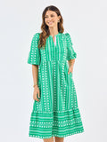 Riley Dress | Heritage Stitch Green