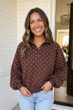 Brown Polka Dot Pullover Sweatshirt