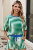 Pink and Yellow Stripe Short Set