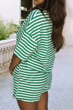 Pink and Yellow Stripe Short Set