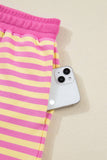 Pink and Yellow Stripe Short Set