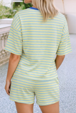 Pink and Yellow Stripe Short Set