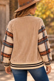 Tan Corduroy Plaid Detail Shacket