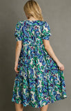 Umgee Blue and Green Floral Dress
