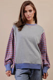 Heather Gray and Blue Striped Top