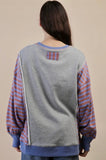Heather Gray and Blue Striped Top