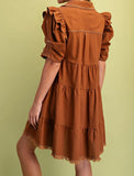 Copper Linen Button Up Shirt Dress