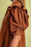 Copper Linen Button Up Shirt Dress