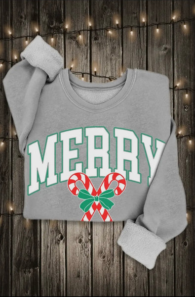 Heather Grey Mineral Candy Cane Sweatshirt