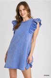 Ocean Blue Mineral Wash Ruffle Dress