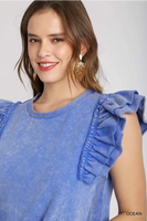 Ocean Blue Mineral Wash Ruffle Dress