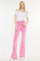 Kancan Pink Washed High Rise Flare Jeans