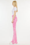 Kancan Pink Washed High Rise Flare Jeans