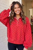 Red Polka Dot Pullover Sweatshirt