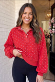 Red Polka Dot Pullover Sweatshirt