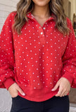 Red Polka Dot Pullover Sweatshirt