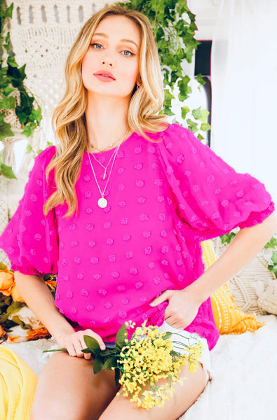 Fuchsia Textured Dotted Top