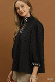 Umgee Black Polka Dot Collar Top