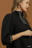 Umgee Black Polka Dot Collar Top