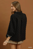 Umgee Black Polka Dot Collar Top