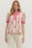 Pink Abstract Print Top