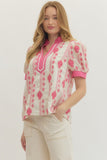 Pink Abstract Print Top