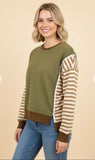 Olive and Brown Striped Pullover