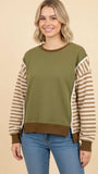 Olive and Brown Striped Pullover