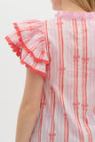Red and Pink Bow Ruffle Top